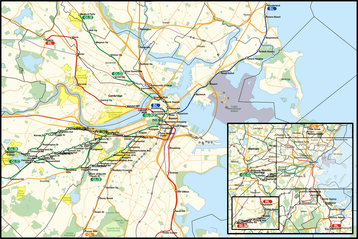 Metro map of Boston Boston subway map