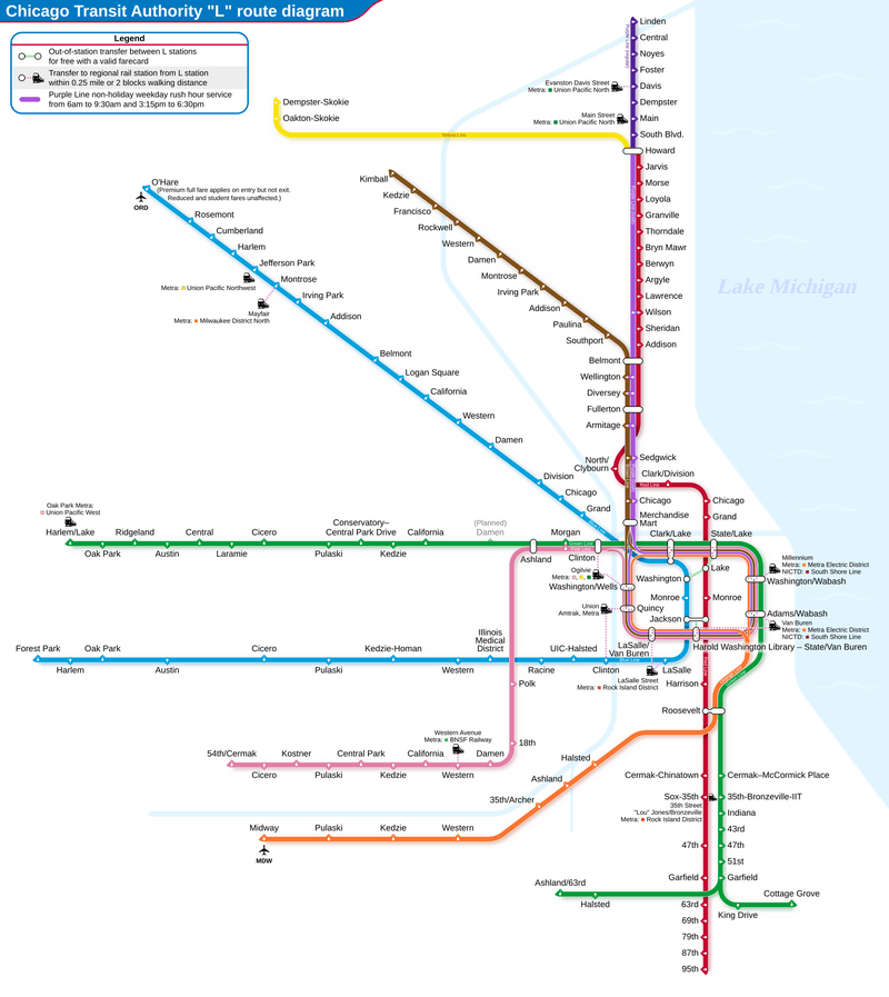 Metro map of Chicago Chicago subway