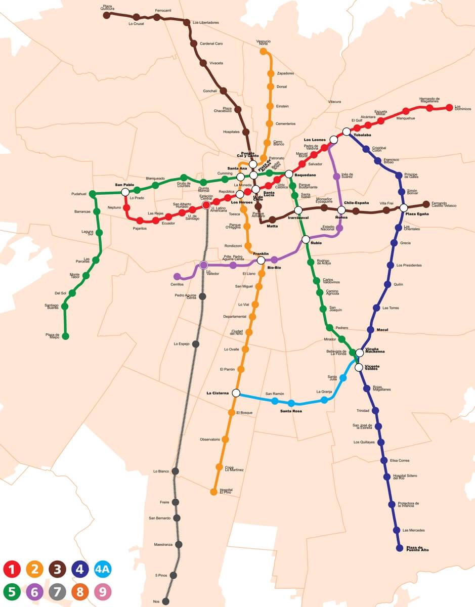 Santiago subway map